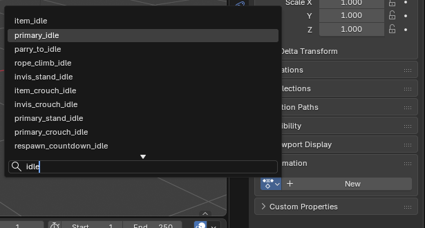 The animation list filtered by idle with primary_idle highlighted