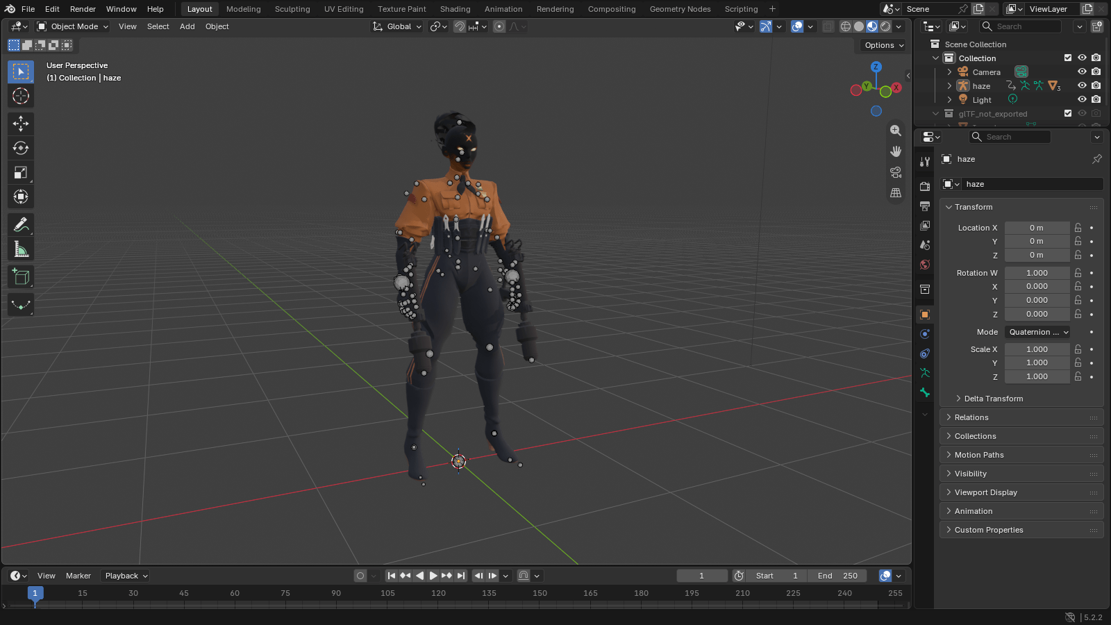 Haze imported into Blender in Material Preview