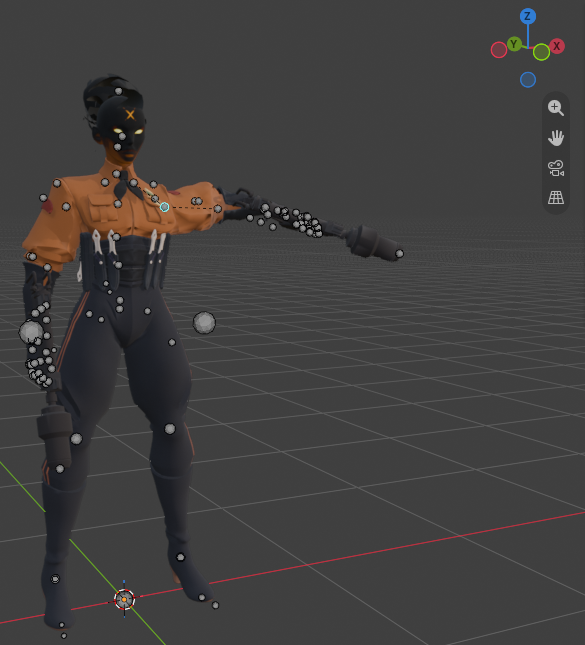 Haze in Pose Mode with her left upper arm rotated